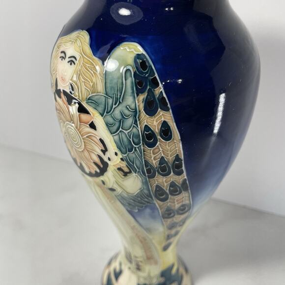 Old Tupton Ware Tube Lined Hand Painted Ceramic Vase ANGEL SUN 10.5” Tall - Picture 4 of 12